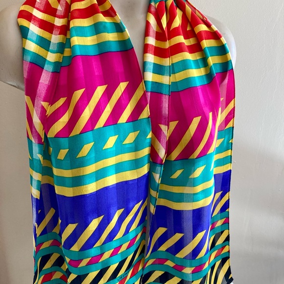 Liz Claiborne striped silk scarf. Multi coloured. - Picture 3 of 10